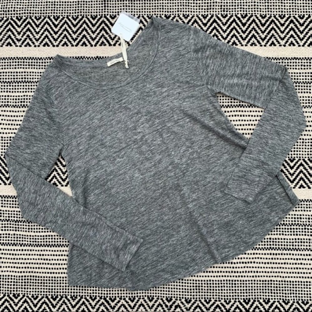 NWT American Vintage 100% Linen Grey Quincy Long Sleeve size S